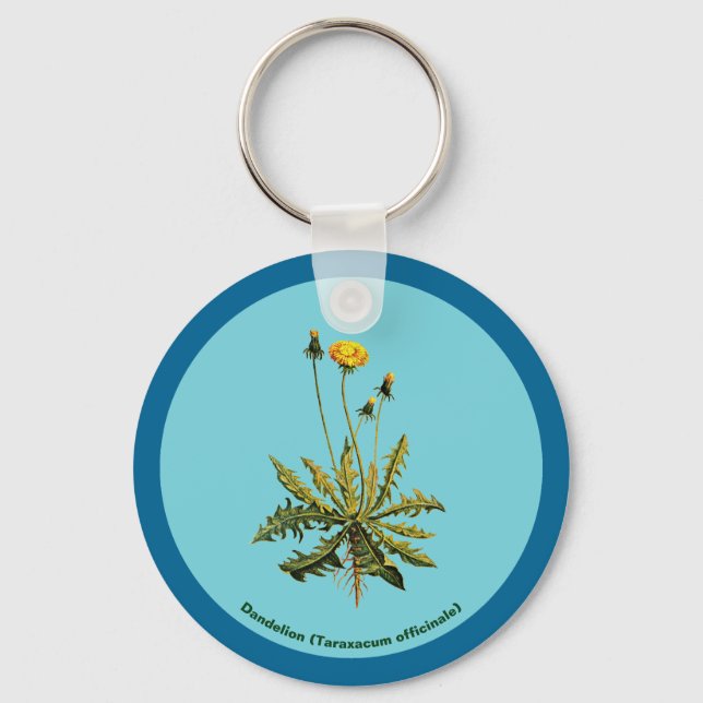 Dandelion On Blue Key Ring (Front)