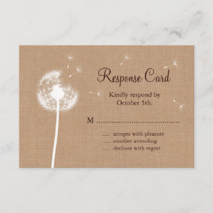 Dandelion on Burlap RSVP Card