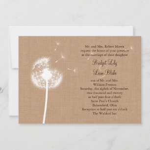 Dandelion on Burlap Wedding Invitation