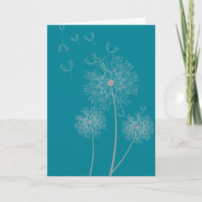 Dandelion on colour modern floral birthday card (Front)
