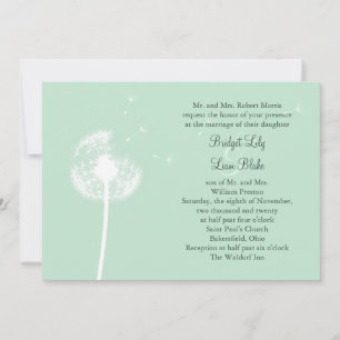Dandelion on Mint Wedding Invitation