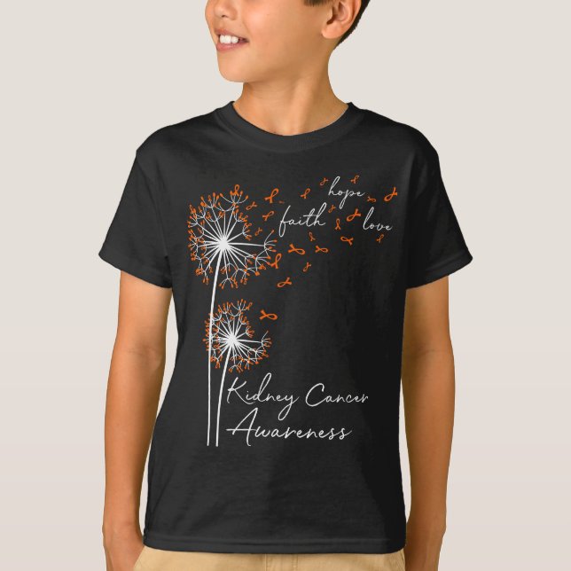 Dandelion Orange Faith Hope Love ney Cancer Awaren T-Shirt (Front)