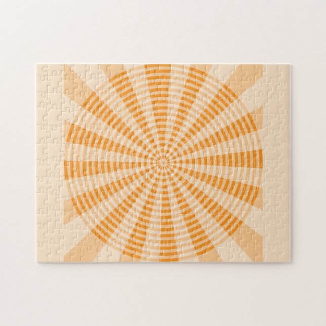 Dandelion, Orange Spiral, Boho Abstract Art Jigsaw Puzzle (Horizontal)