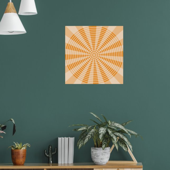 Dandelion, Orange Spiral, Boho Abstract Art Poster (Living Room 1)