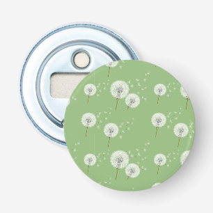 Dandelion Pattern on Green Background Bottle Opener