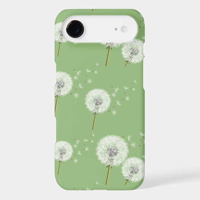 Dandelion Pattern on Green Background Case-Mate iPhone Case (Back)