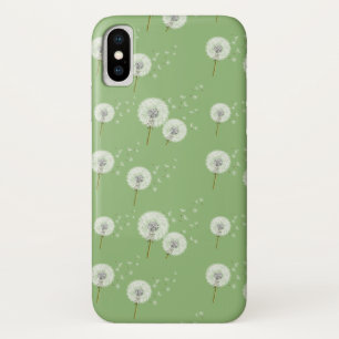 Dandelion Pattern on Green Background iPhone X Case