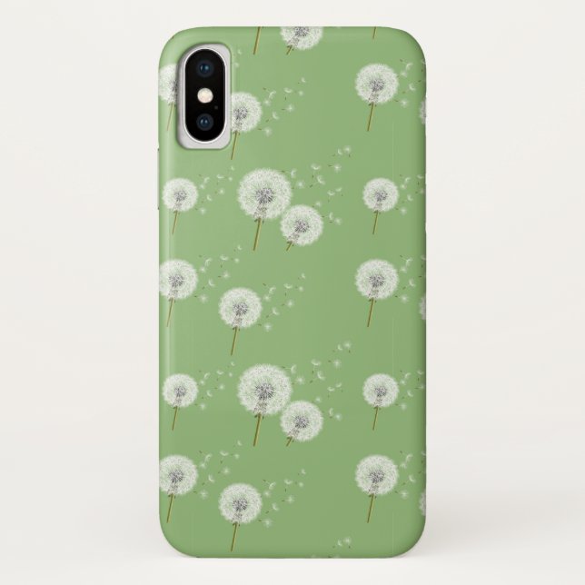 Dandelion Pattern on Green Background Case-Mate iPhone Case (Back)