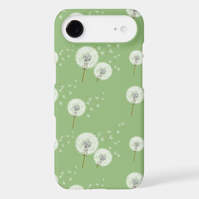 Dandelion Pattern on Green Background Case-Mate iPhone Case (Back)