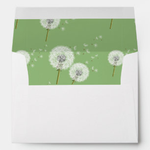 Dandelion Pattern on Green Background Envelopes