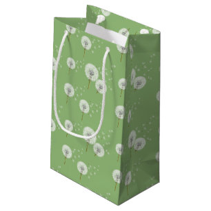 Dandelion Pattern on Green Background Small Gift Bag