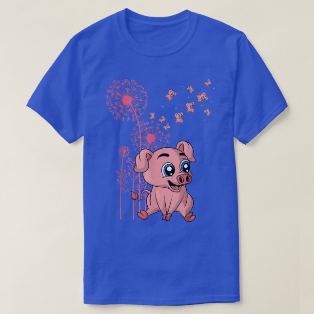 Dandelion Piglet Farm Animal Lover Farmer Cute Pig T-Shirt (Design Front)
