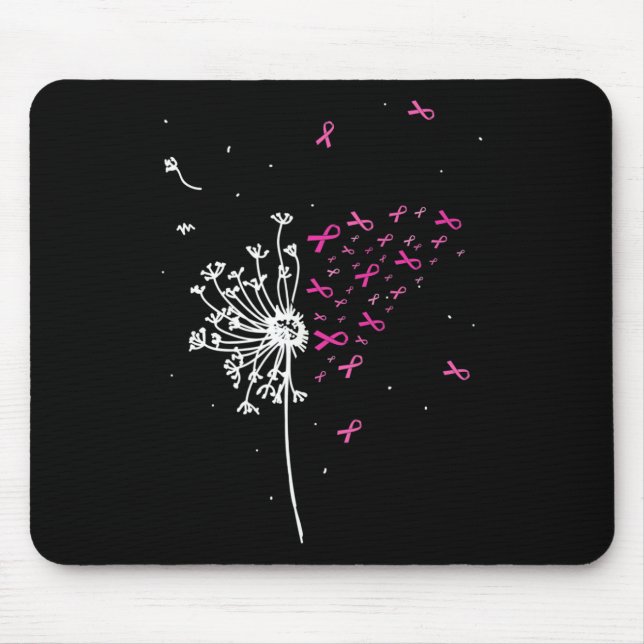 Dandelion Pink Ribbon Cool Breast Cancer Awareness Mouse Mat (Front)