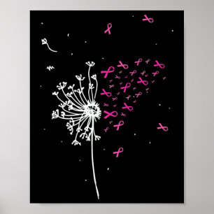 Dandelion Pink Ribbon Cool Breast Cancer Awareness Poster