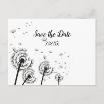 Dandelion Poufs Black and White  Save the Date
