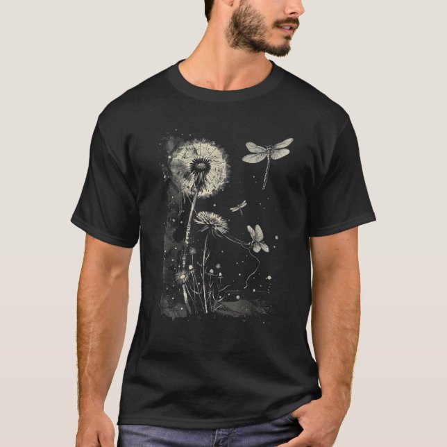 Dandelion Puff Ball with Dragonfly T-Shirt (Front)