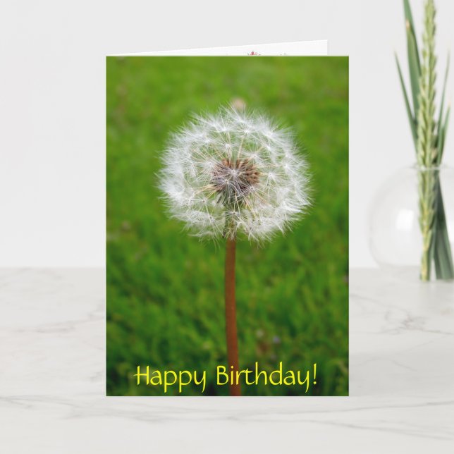 Dandelion Puff, Happy Birthday! Card (Front)