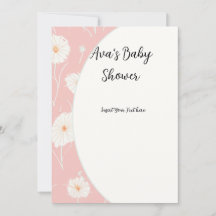Dandelion Puff Pink Flat Invitations