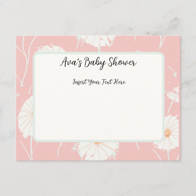 Dandelion Puff Pink Post Card Invitations (Front)