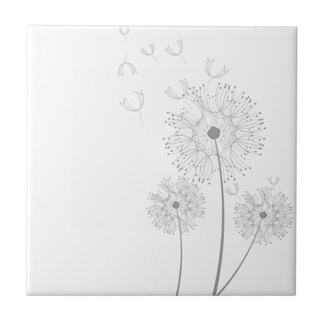 Dandelion pure modern flower art tile (Front)