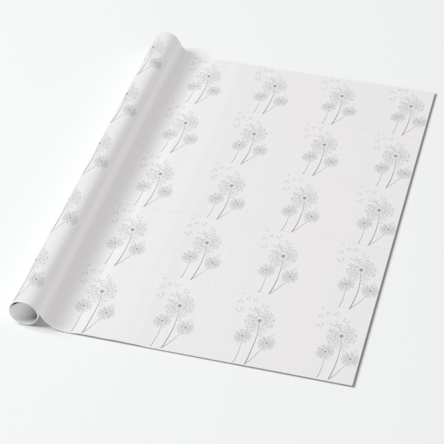 Dandelion pure modern flower art wrapping paper (Unrolled)