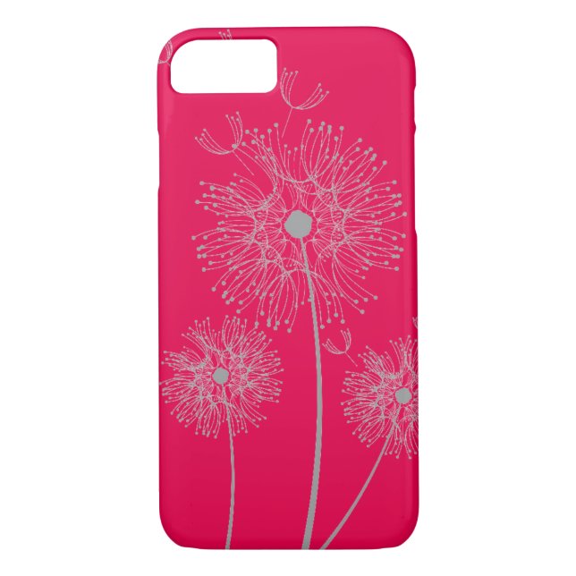 Dandelion pure modern hot pink flower art Case-Mate iPhone case (Back)