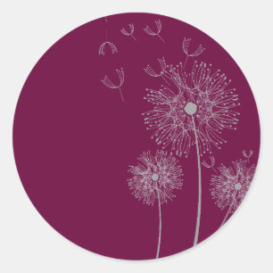 Dandelion pure modern purple flower art classic round sticker