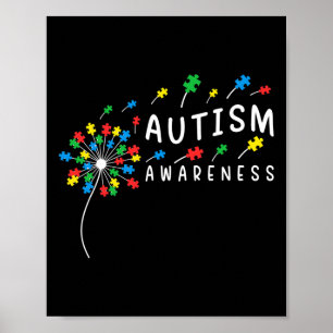 Dandelion Puzzle Piece Cool Autism Boys Girls Kids Poster