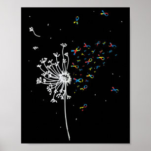 Dandelion Puzzle Ribbon Inspirational Autism Aware Poster