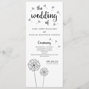 Dandelion Rustic Wedding Program Programme