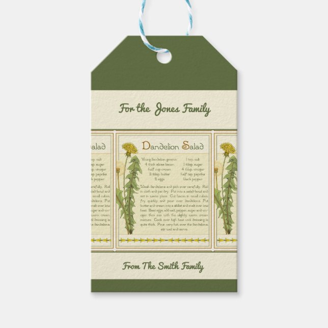 Dandelion Salad Gift Tags (Front)