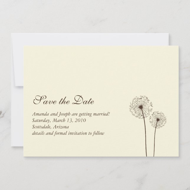dandelion save the date invitation (Front)