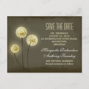 dandelion save the date stylish postcards