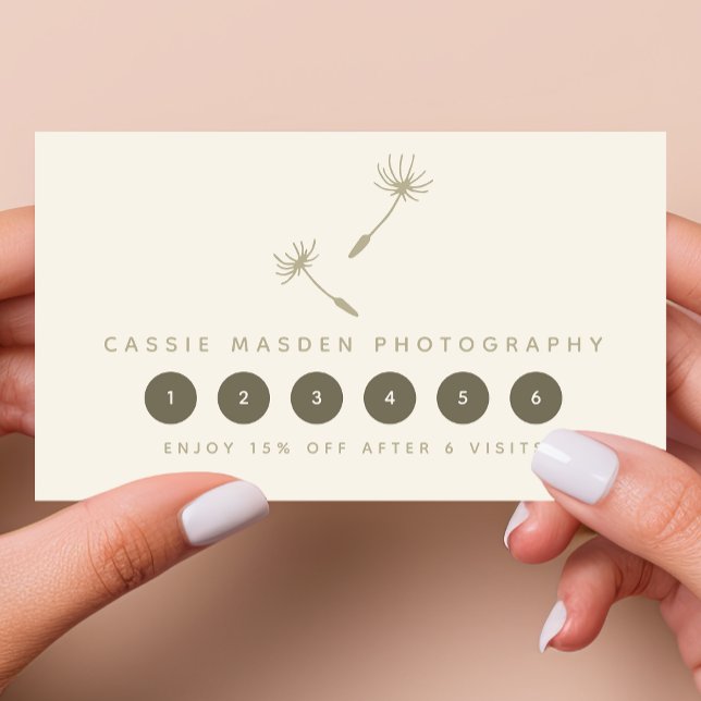 Dandelion Seed Rustic Botanical Business Logo Loyalty Card (Creator Uploaded)