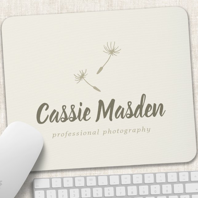 Dandelion Seed Rustic Botanical Business Logo Mouse Mat (Creator Uploaded)