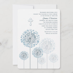 Dandelion Seedlings Blue Religious Invitation