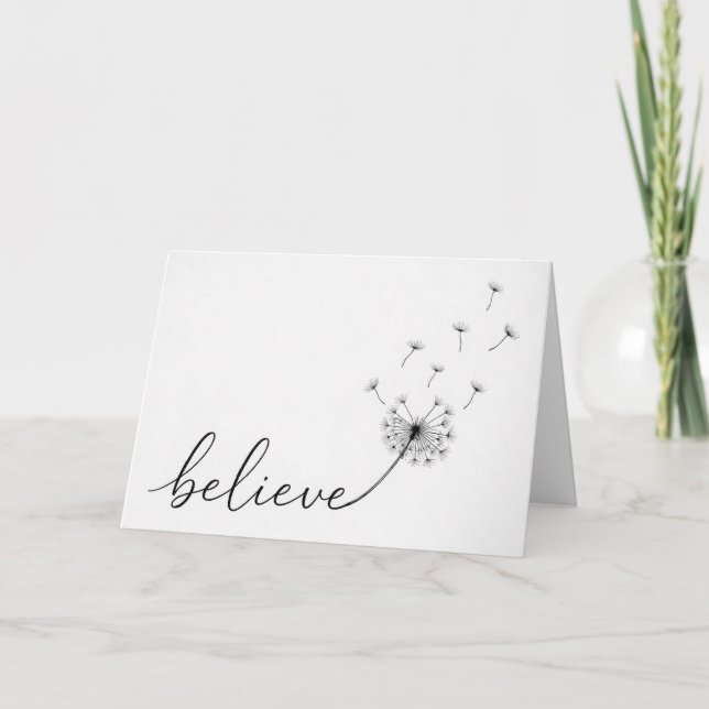 Dandelion Seedlings with Believe Text Card (Front)