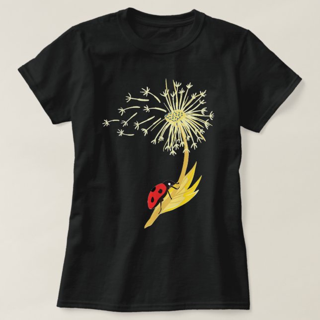 Dandelion Seeds Ladybug For Gardener Herbalist T-Shirt (Design Front)