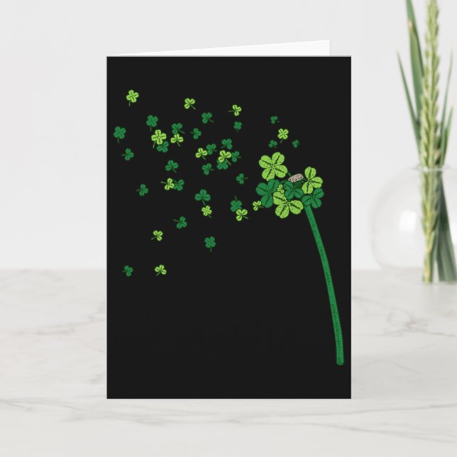 Dandelion Shamrock Clover Leaf St. Patrick Irish R Card (Front)