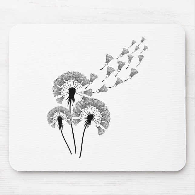 Dandelion Shuttle Shirt For Badminton Player Badmi Mouse Mat (Front)