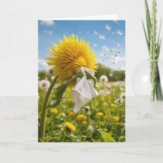 Dandelion Sneezing Get Well Card (Front)
