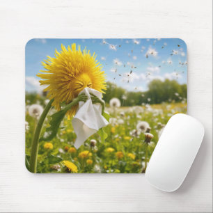 Dandelion Sneezing in a Summer Meadow Mouse Mat