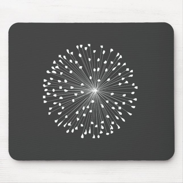 DANDELION STARBURST in WHITE Mouse Mat (Front)