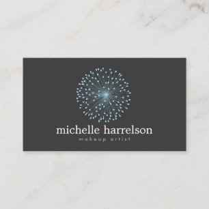DANDELION STARBURST LOGO in BLUE on DARK GRAY Business Card