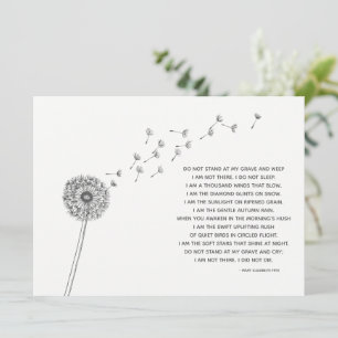 Dandelion Sympathy for Loss Condolences Flat Card