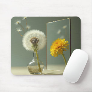 Dandelion Transformation Reflected In a Mirror Mouse Mat