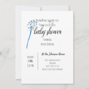 Dandelion Watercolor Baby Shower Invitation