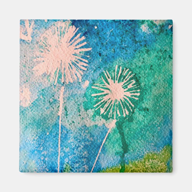 Dandelion watercolor original art magnet (Front)