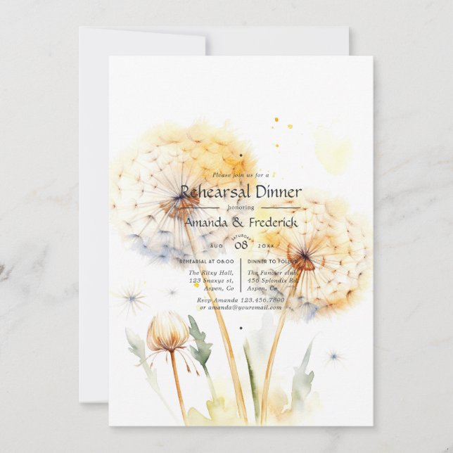 Dandelion Wedding Rehearsal Dinner Invitation (Front)