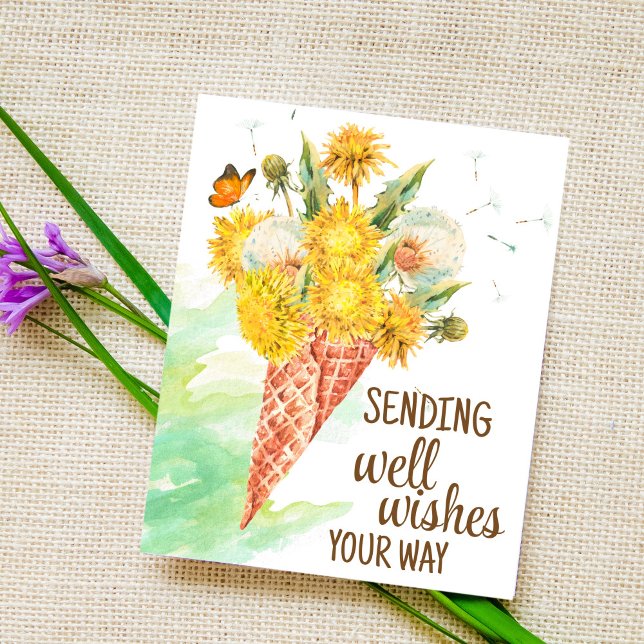 Dandelion well wishes postcard (Creator Uploaded)